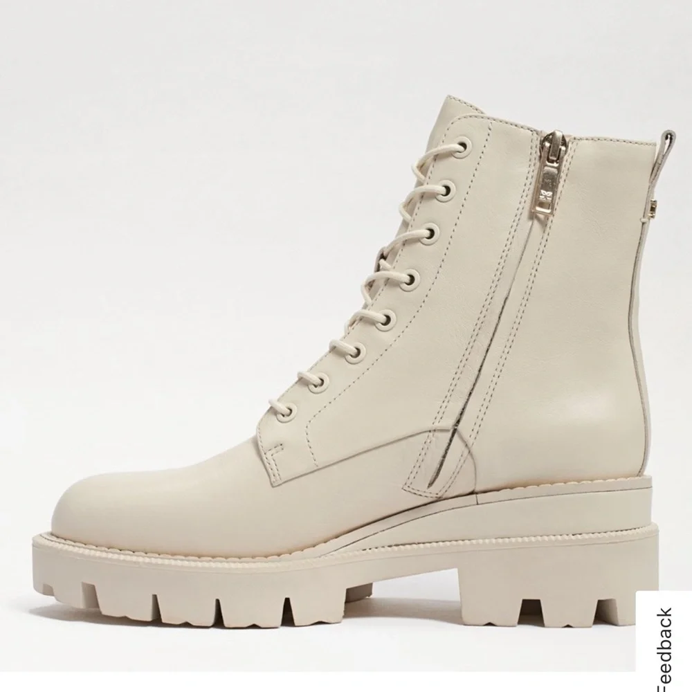 Sam Edelman Garret Platform Combat Boot in Ivory Leather - Picture 3 of 6